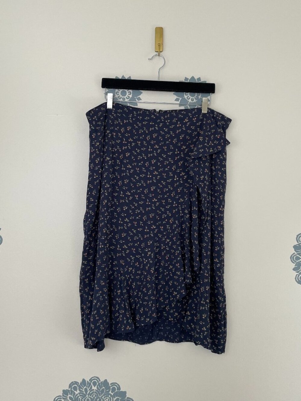 Madewell Ruffle Wrap Midi Skirt in Spring Fling Dark Baltic Size 18W